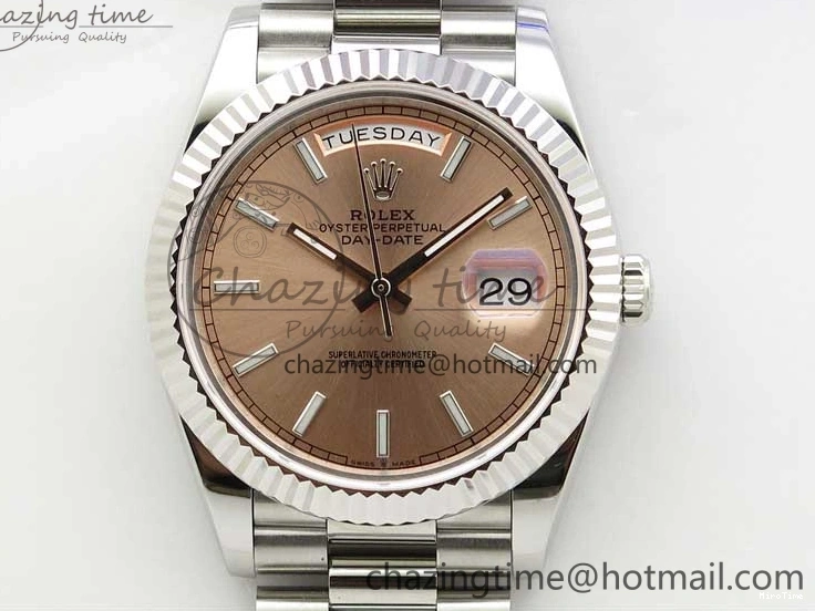 MiroTime 0307 Neat Day-Date 40mm 228239 BP New Dial Version 904 SS RG Stick Markers Dial on SS President Bracelet A 2819